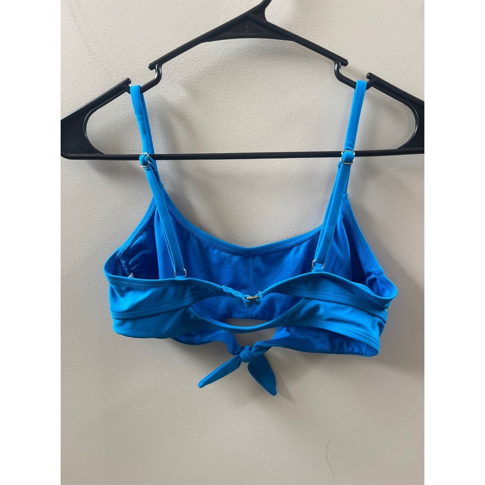 Carolina's Saltwater Bikini Top Women's Small Blue Front Tie Scoop Neck - Picture 2 of 5